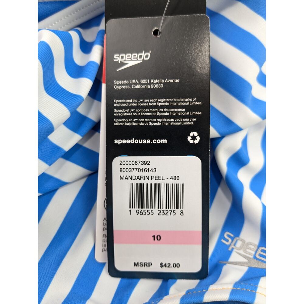 Speedo Girls Mandarin Peel One-Piece Swimsuit - 10 Girls - Picture 4 of 5